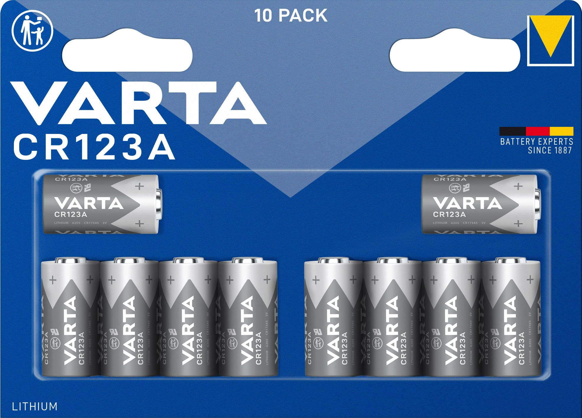 100 Varta 6205 Professional CR123A Lithium Batterien im 10er Blister