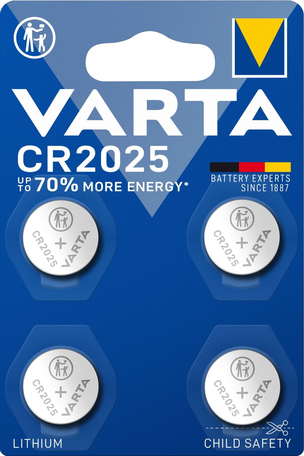4 Varta 6025 Professional CR 2025 Lithium Knopfzelle Batterien im 4er Blister