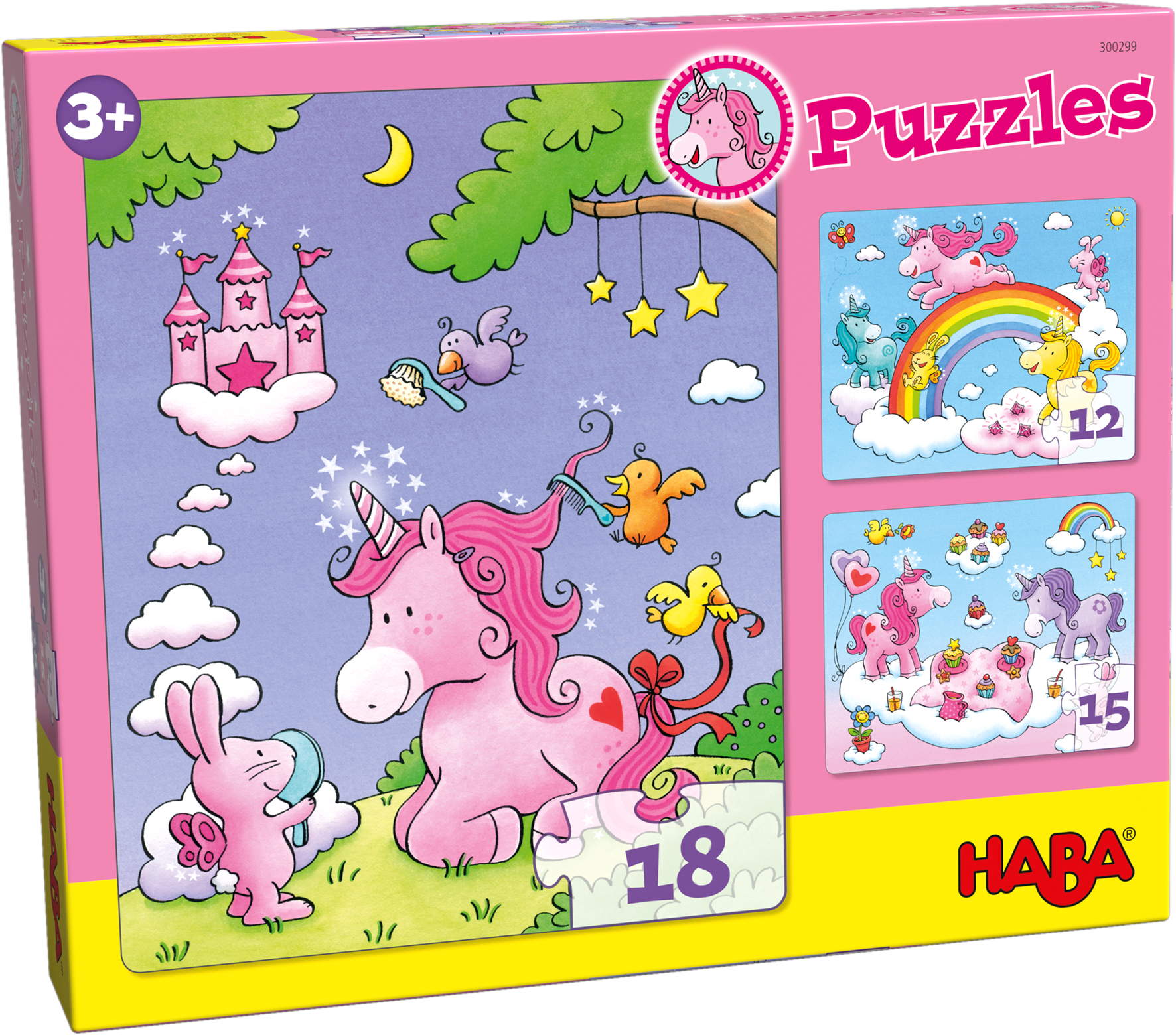 12, 15, 18 Teile HABA Kinder Puzzle Einhorn Glitzerglück 1300299001