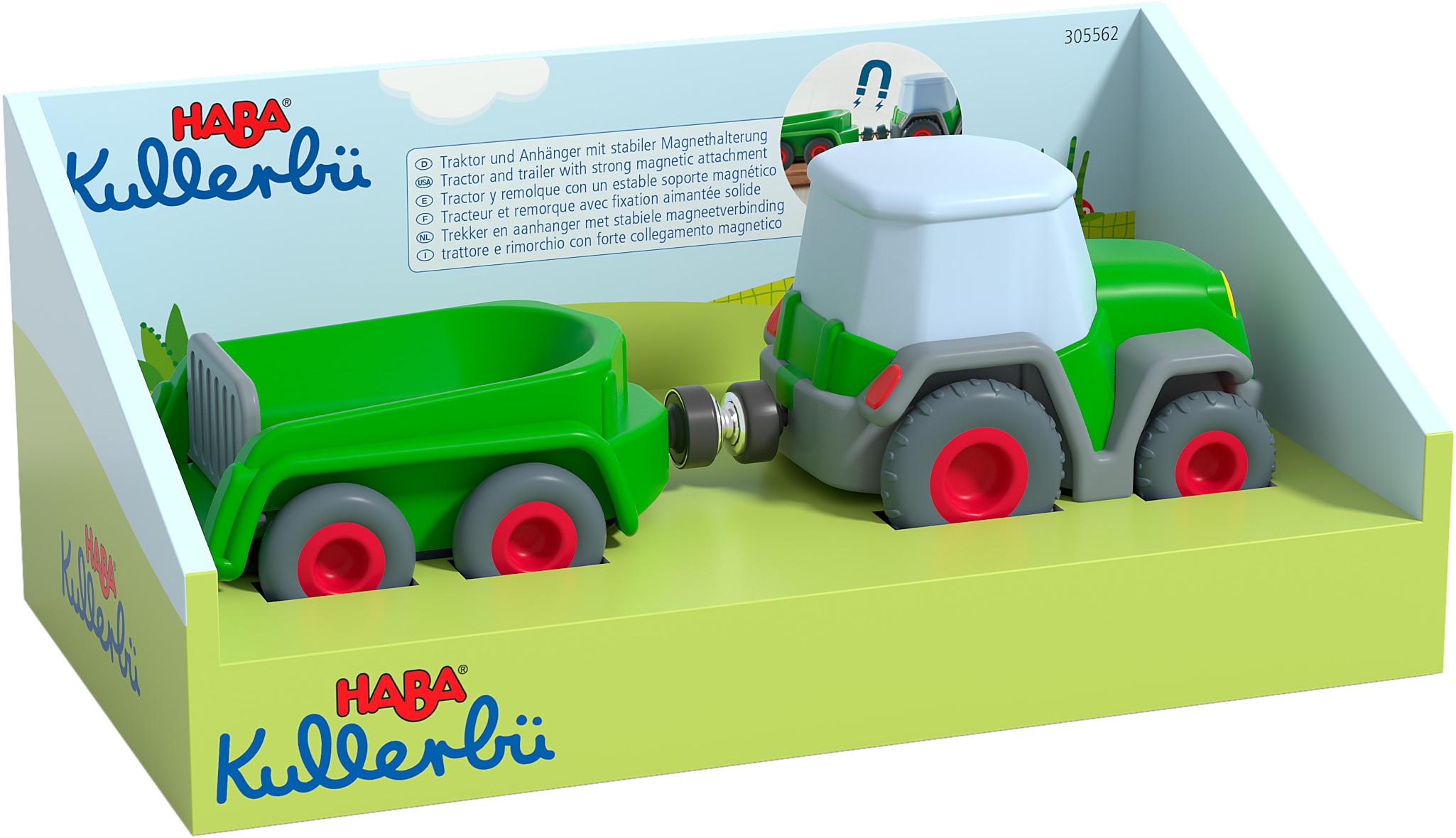 HABA Zubehör Kugelbahn Kullerbü Traktor mit Anhänger 1305562001