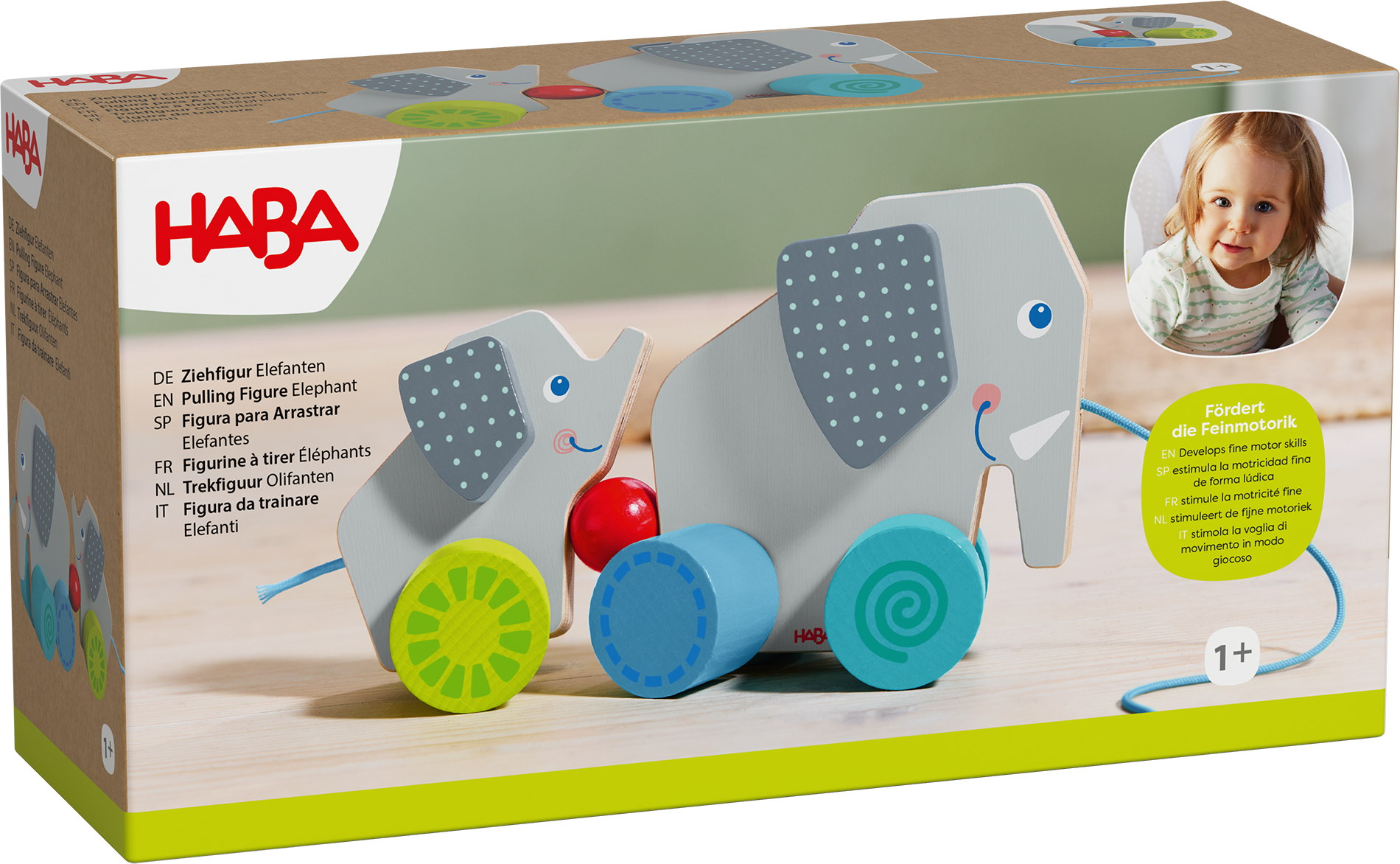 HABA Kleinkindwelt Rollspielzeug Ziehfigur Elefanten 2012263001