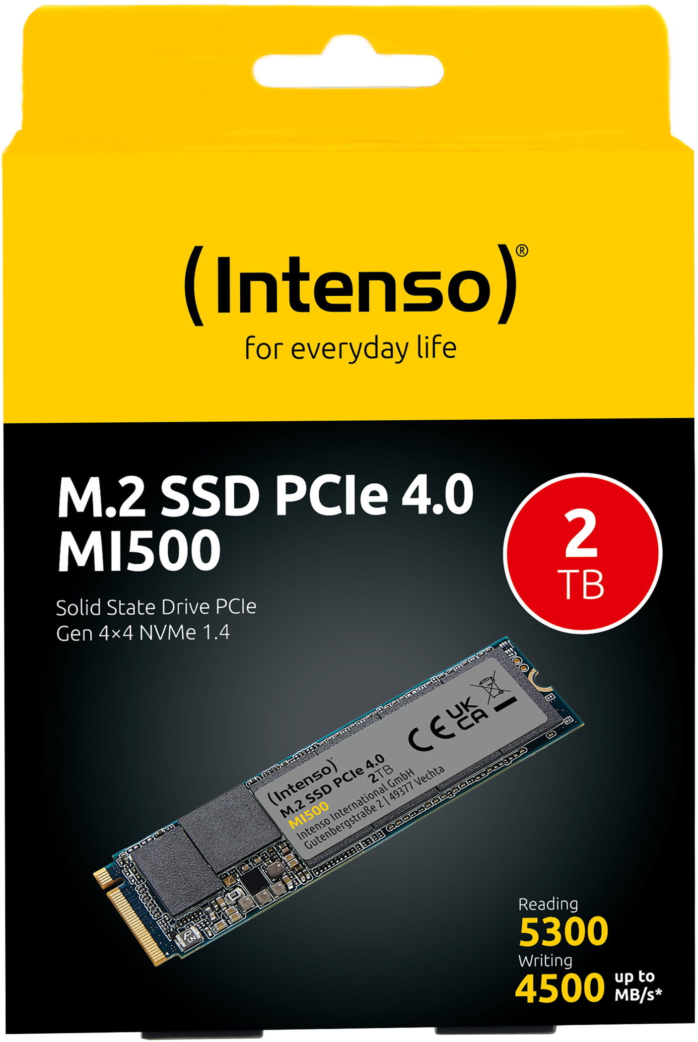 Intenso SSD M.2 PCIe Express interne Festplatte MI500 3D NAND Gen.4x4 NVMe 1.4 2TB