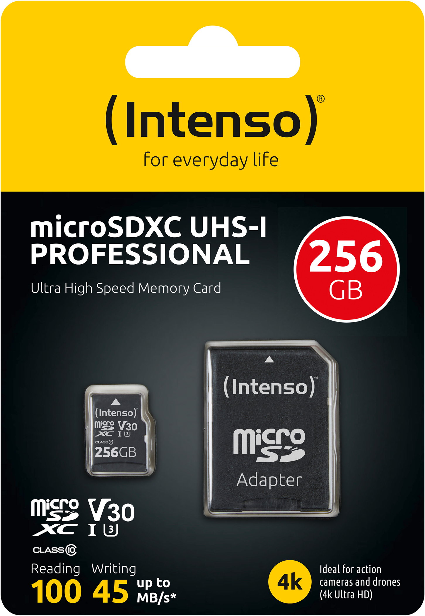 Intenso Micro SDXC Karte 256GB Speicherkarte professional UHS-I U3 4K V30 Class 10