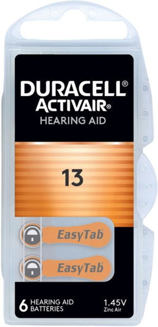 6 Duracell Activair Typ 13 Zink-Luft Hörgerätebatterien im 6er Blister