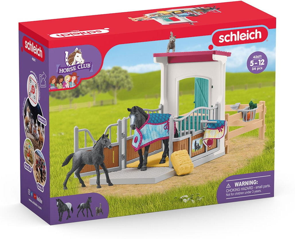 Schleich HORSE CLUB Pferdebox mit Stute und Fohlen Set 34 Teile 42611