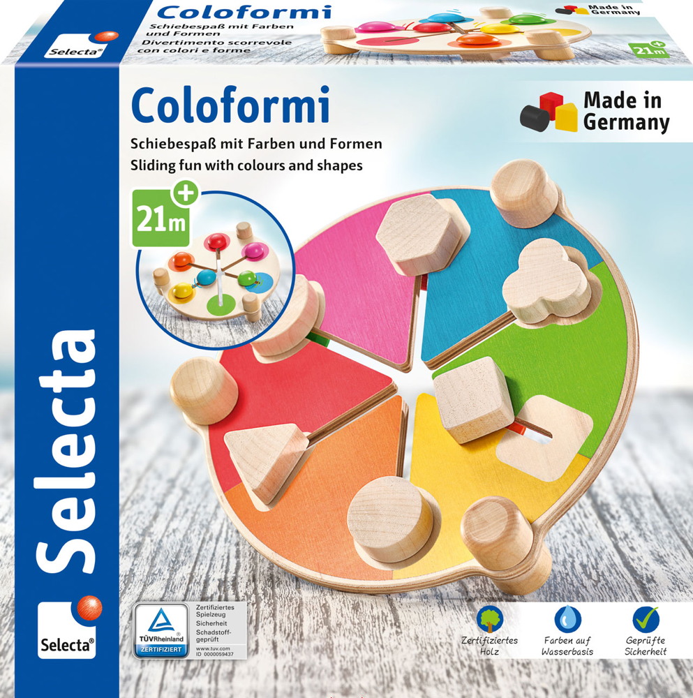 Selecta Kleinkindwelt Holz Coloformi, Schiebespaß mit Farben und Formen 62083
