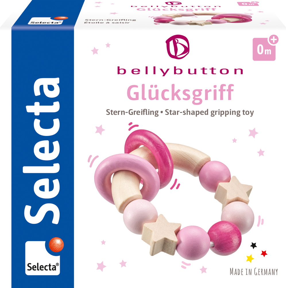Bellybutton by Selecta Exklusic Holz Greifling Glücksgriff Stern rosa 64000