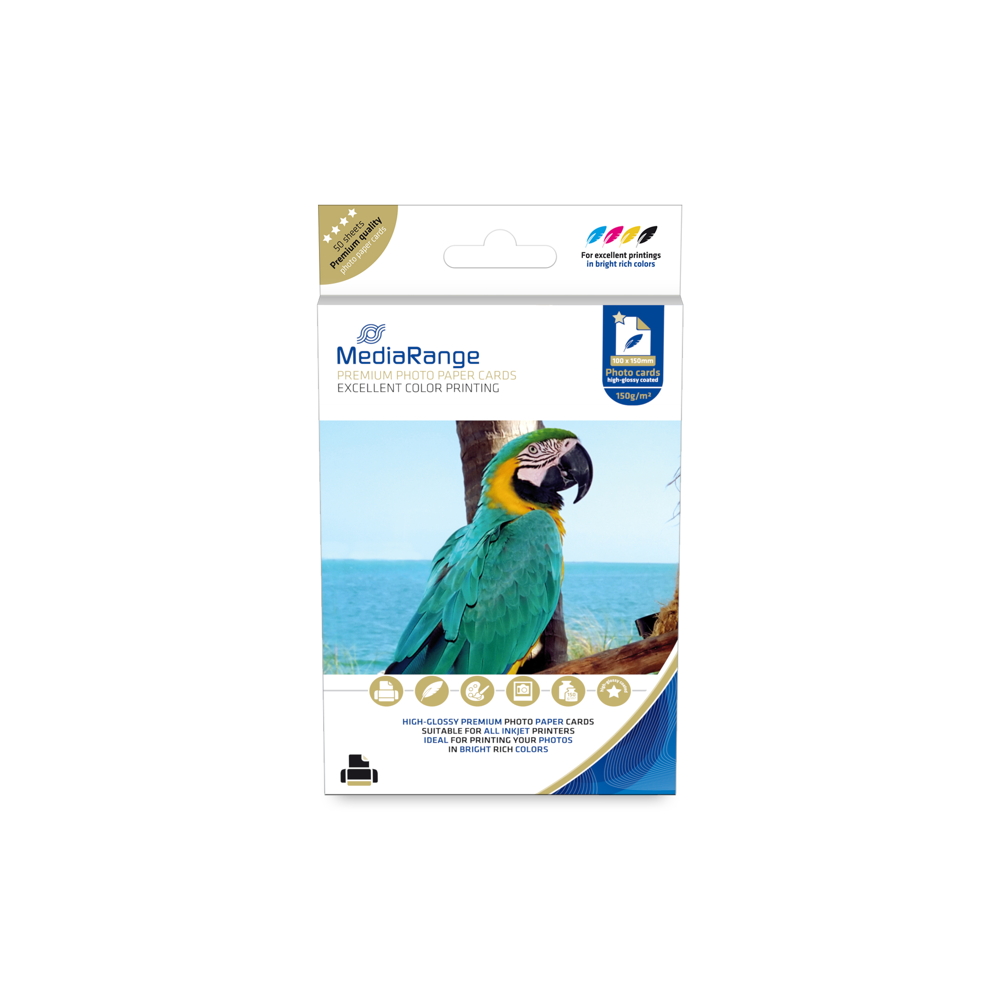 50 Mediarange Blatt Fotopapier DIN A6 high glossy glänzend einseitig 150 g/m²
