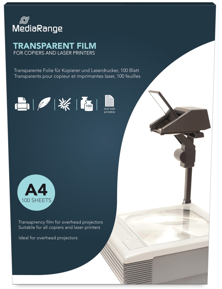 100 Mediarange Blatt Fotopapier DIN A4 Over Head Projector transparente Folie