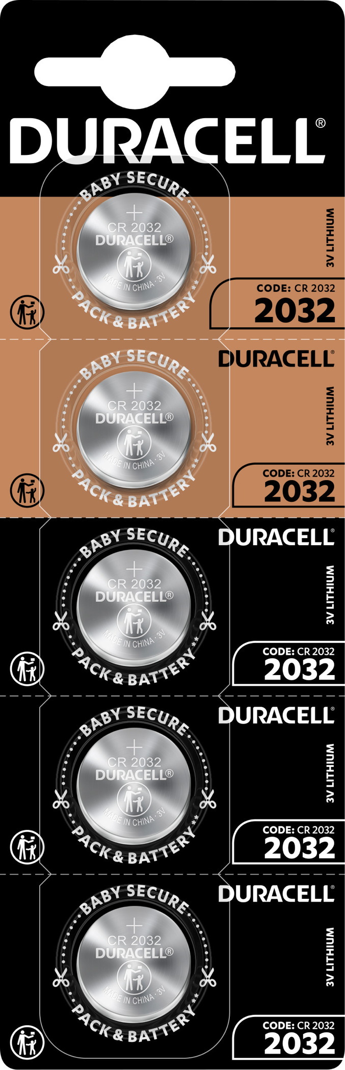 5 Duracell CR 2032 / DL 2032 Lithium Knopfzelle Batterien im 5er Blister