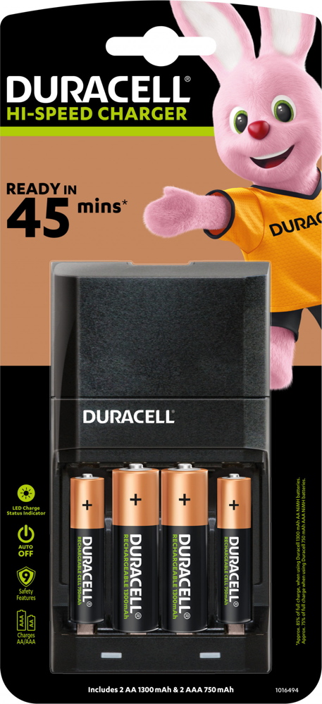 Duracell Akku Ladegerät Charger CEF27 inkl. 2x AA 1300mAh 2x AAA 750 mAh