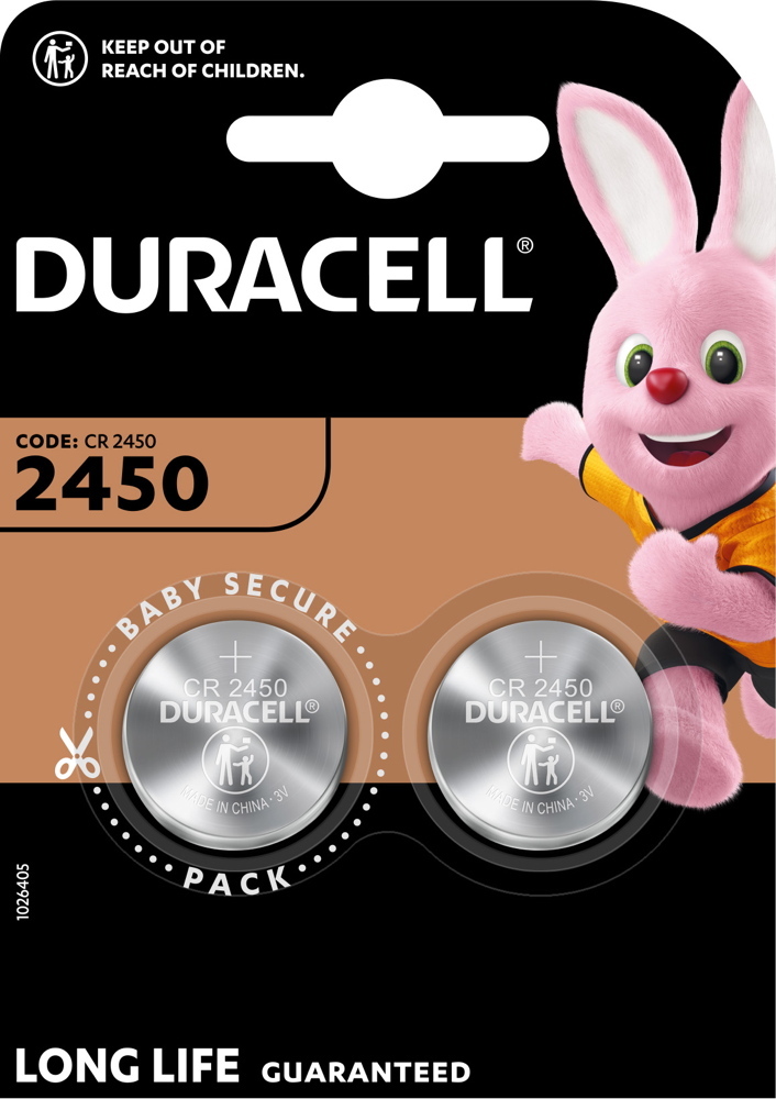 20 Duracell CR 2450 / DL 2450 Lithium Knopfzelle Batterien im 2er Blister