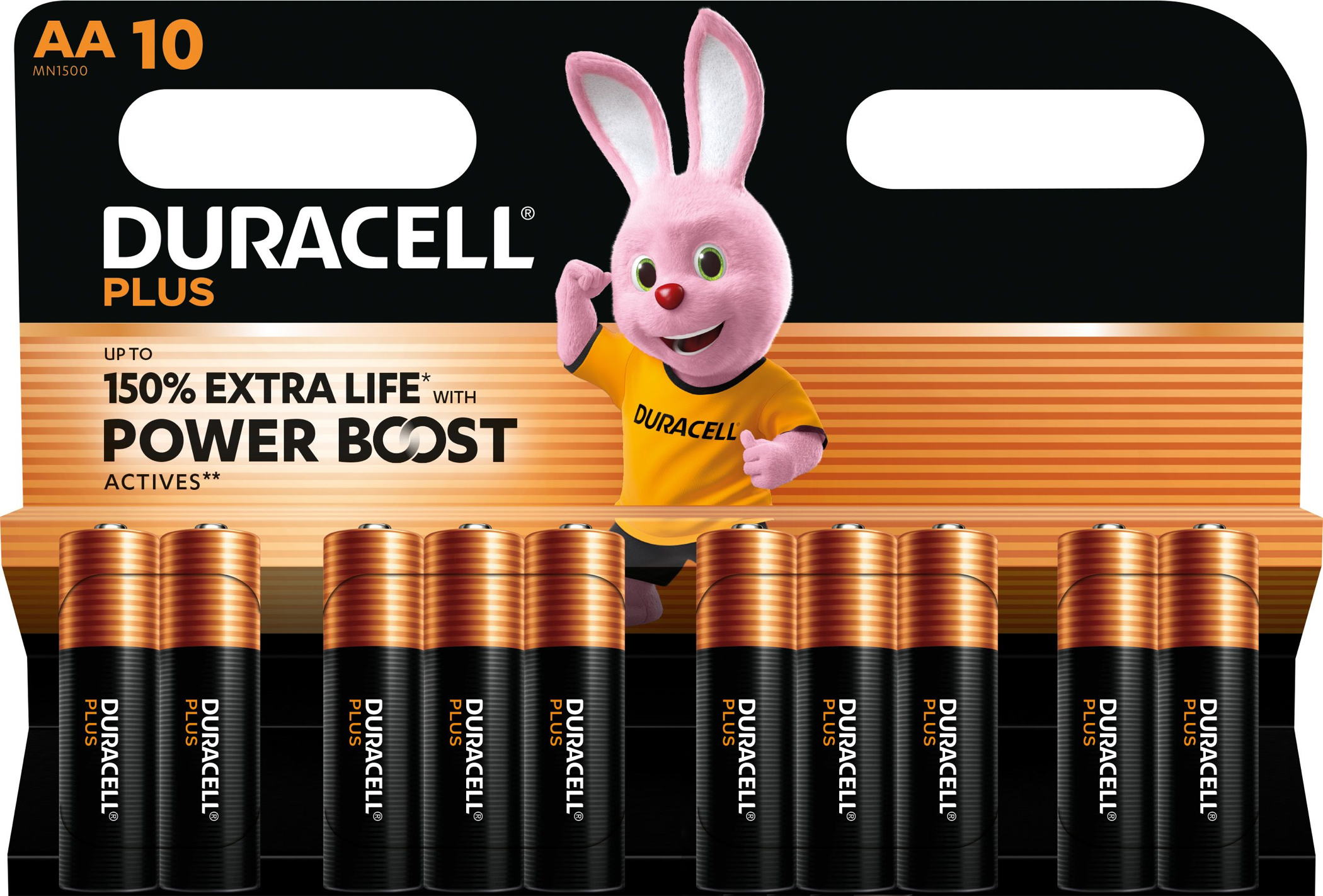 100 Duracell Plus AA / Mignon Alkaline Power Boost Batterien im 10er Blister
