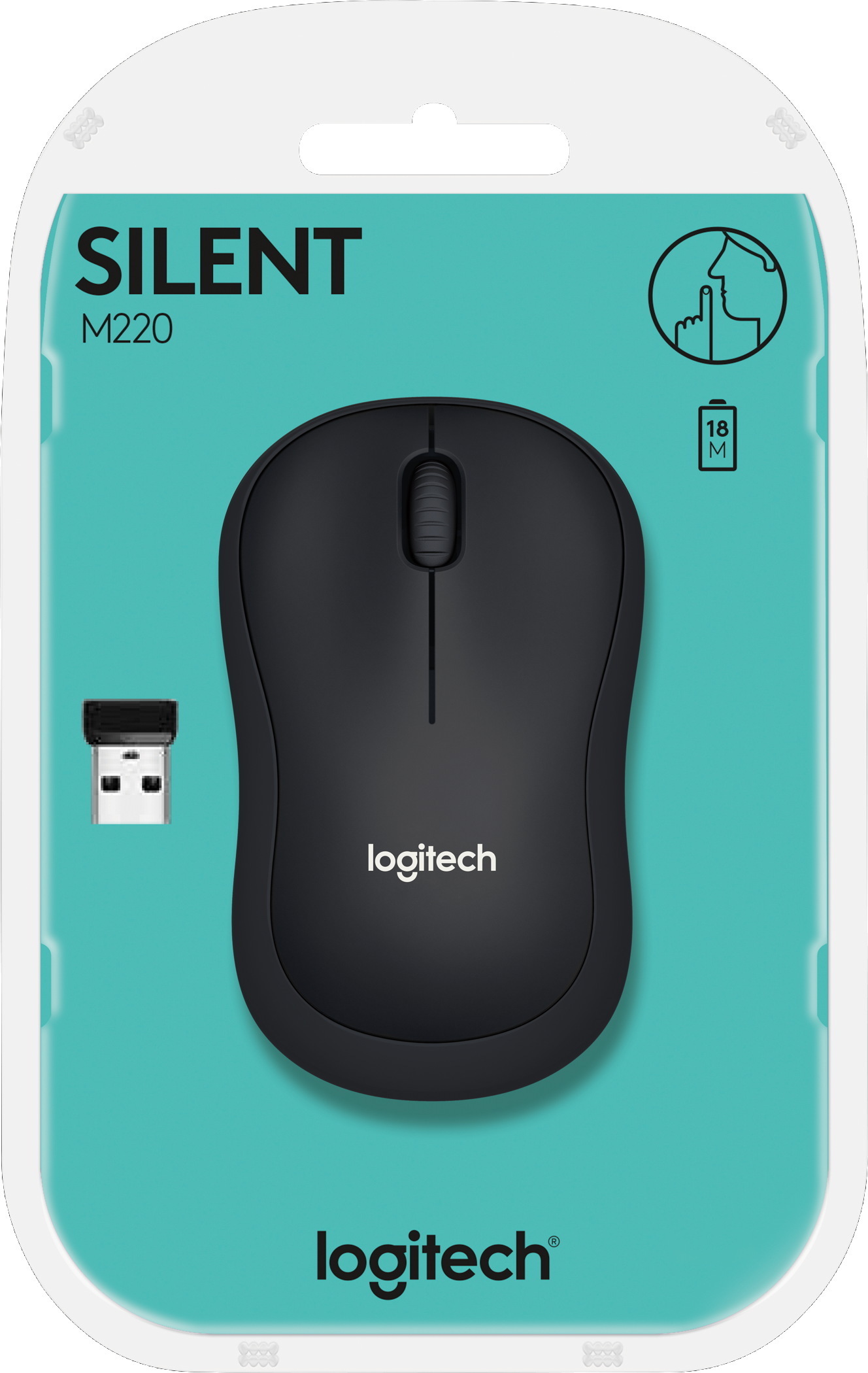 Logitech Maus M220 Silent optisch Wireless kabellos 3 Tasten 1000 dpi anthrazit 910-004878