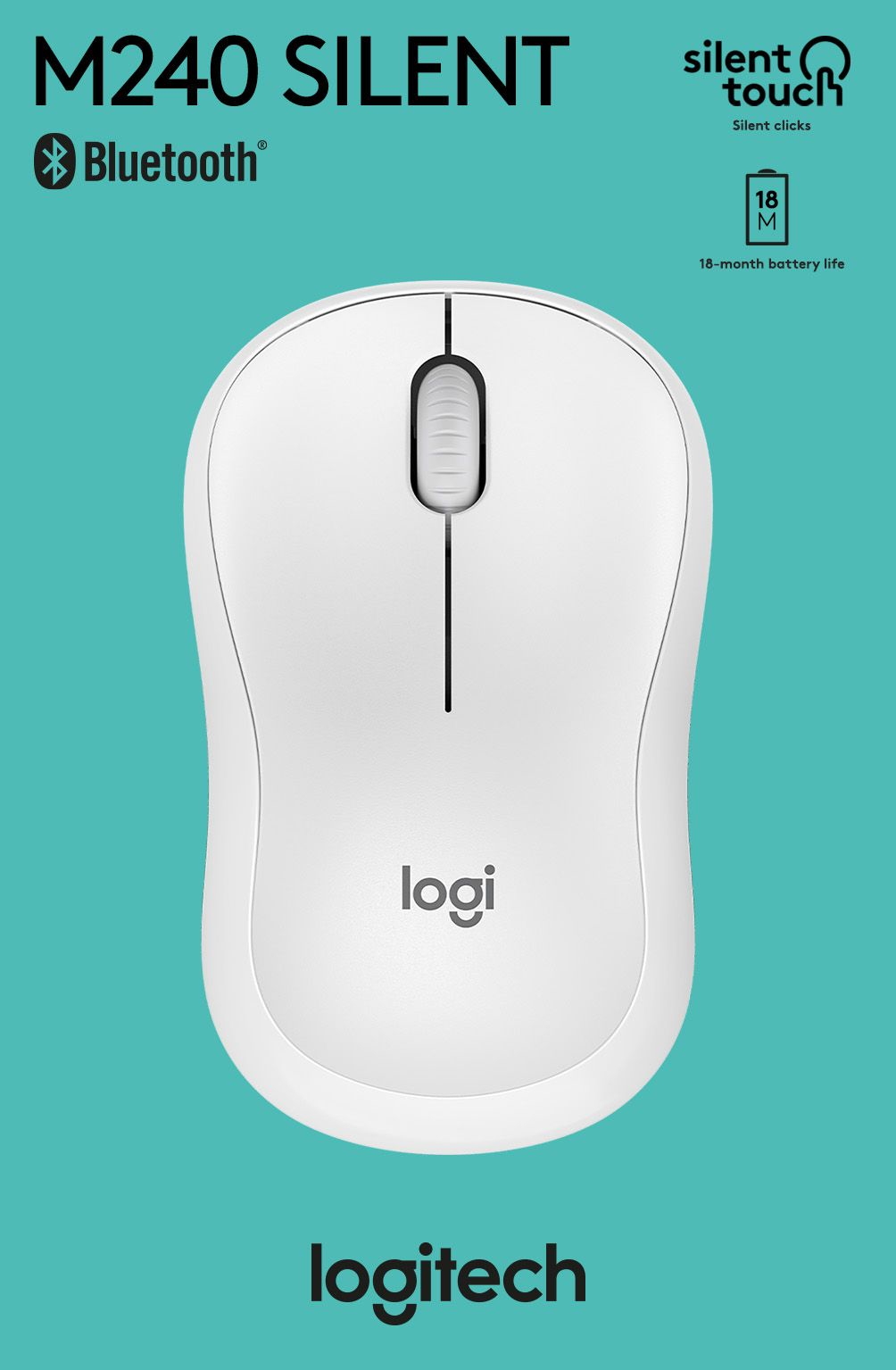 Logitech Maus M240 optisch Wireless kabellos Bluetooth 3 Tasten 4000 dpi wei� 910-007120