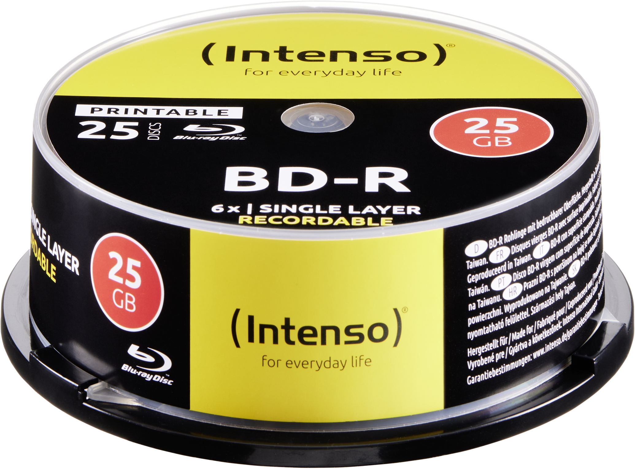 25 Intenso Rohlinge Blu-ray BD-R full printable 25GB 6x Spindel