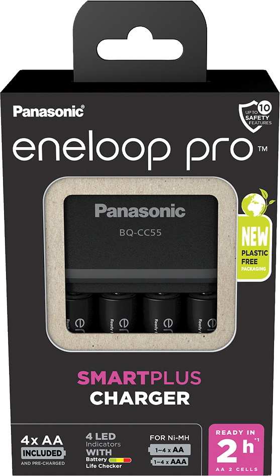 Panasonic Akku Ladegerät Charger LED eneloop pro BQ CC55 4x AA 2500mAh für 4 AA / AAA