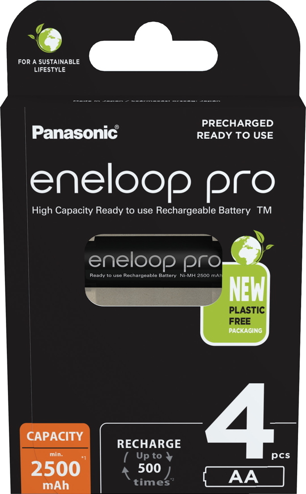 20 Panasonic Akku AA 2500mAh eneloop pro pre-charged im 4er Blister