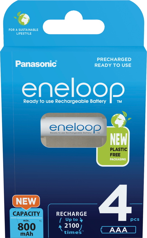 4 Panasonic Akku AAA 800mAh eneloop pre-charged im 4er Blister
