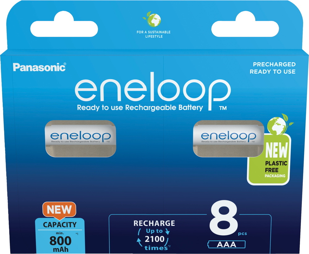 8 Panasonic Akku AAA 800mAh eneloop pre-charged im 8er Blister