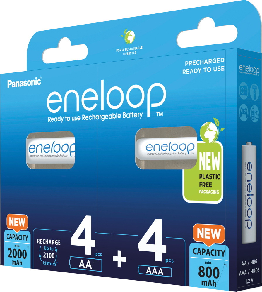 8 Panasonic Akku Kombipack 4x AA 2000mAh und 4x AAA 800mAh eneloop pre-charged