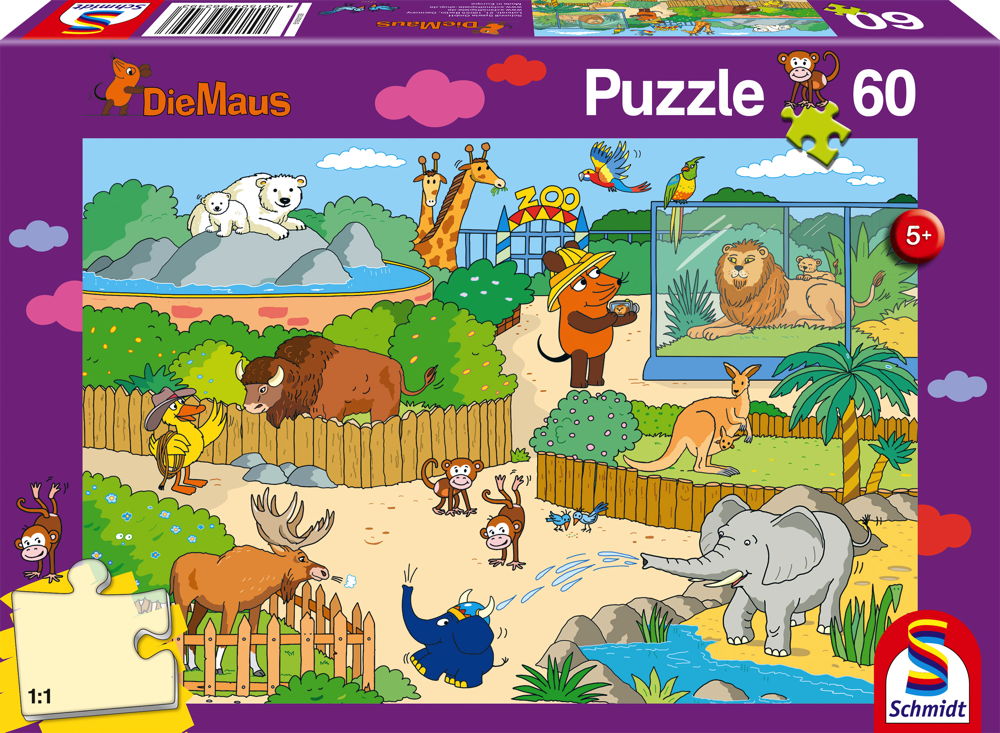 60 Teile Schmidt Spiele Kinder Puzzle Die Maus Im Zoo 56349