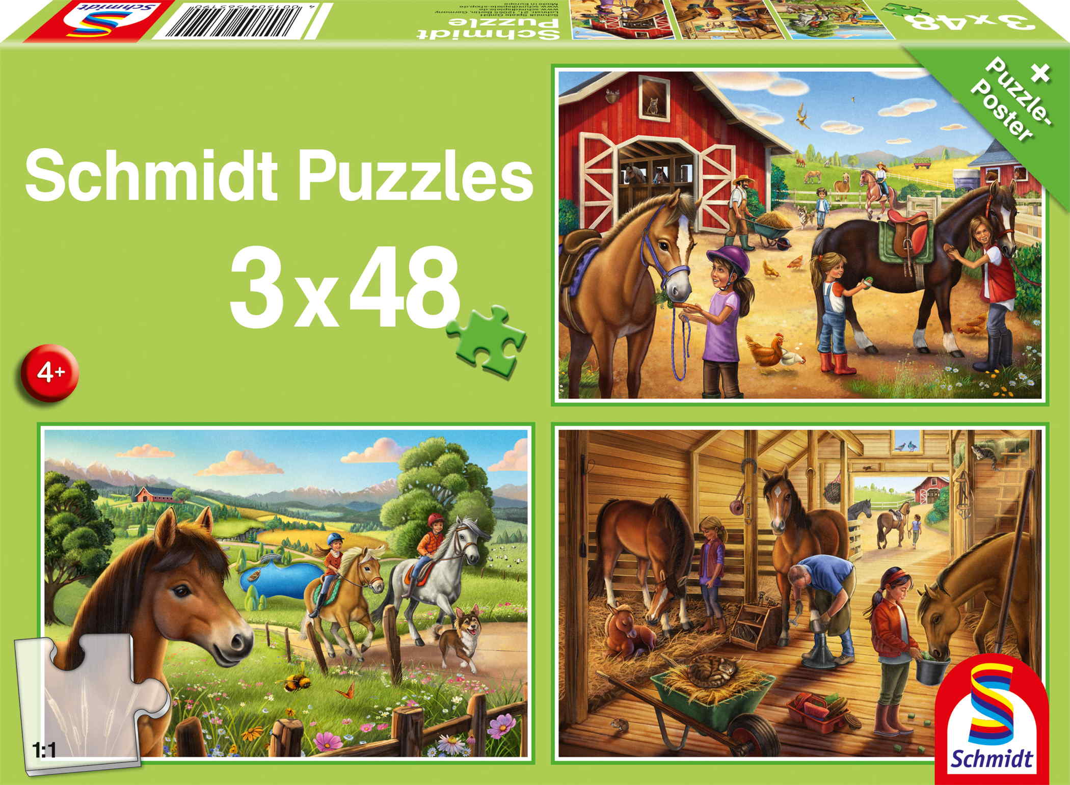 3 x 48 Teile Schmidt Spiele Kinder Puzzle Meine Lieblingspferde 56519