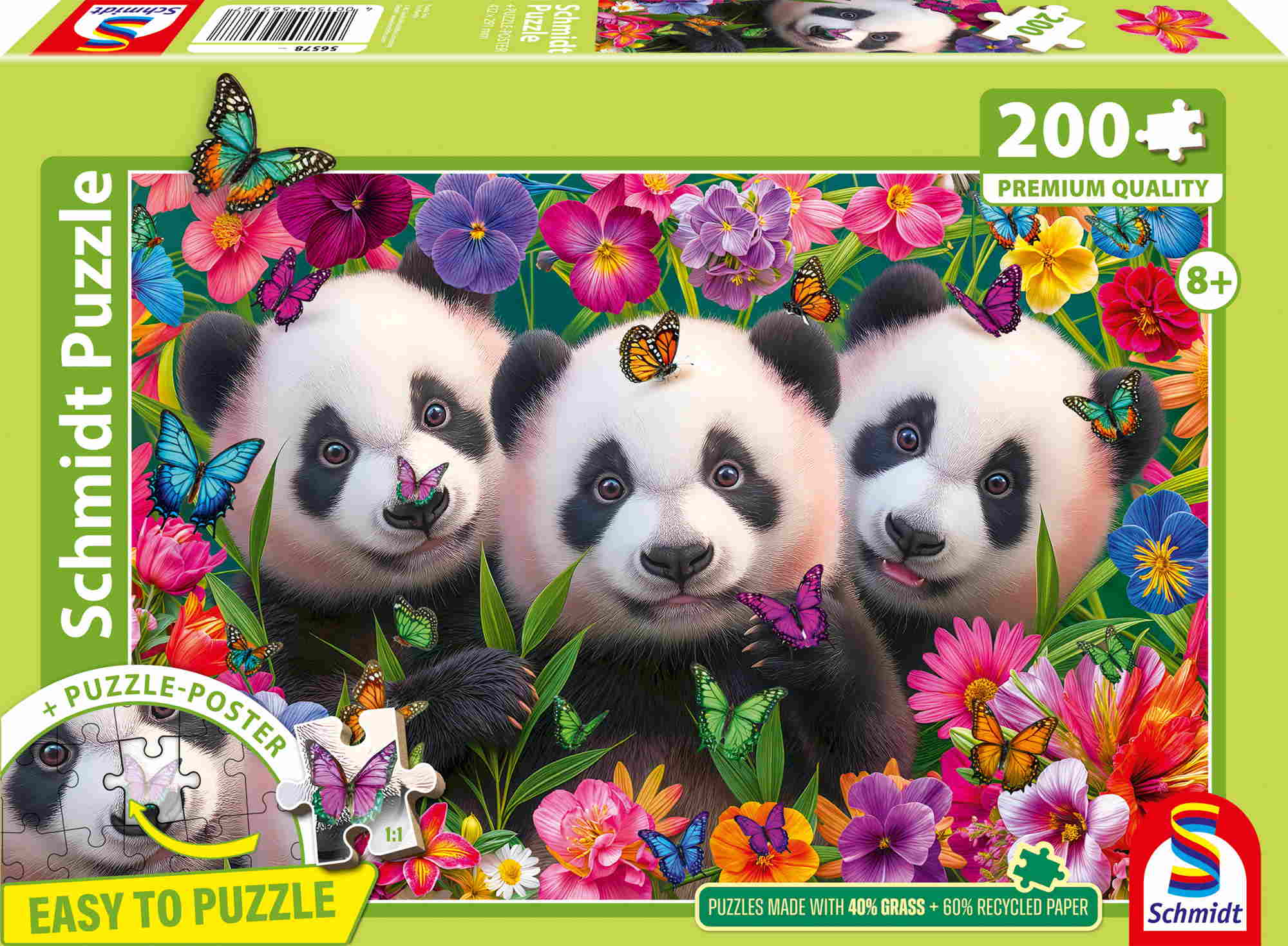 200 Teile Schmidt Spiele Kinder Puzzle Panda-Trio 56578