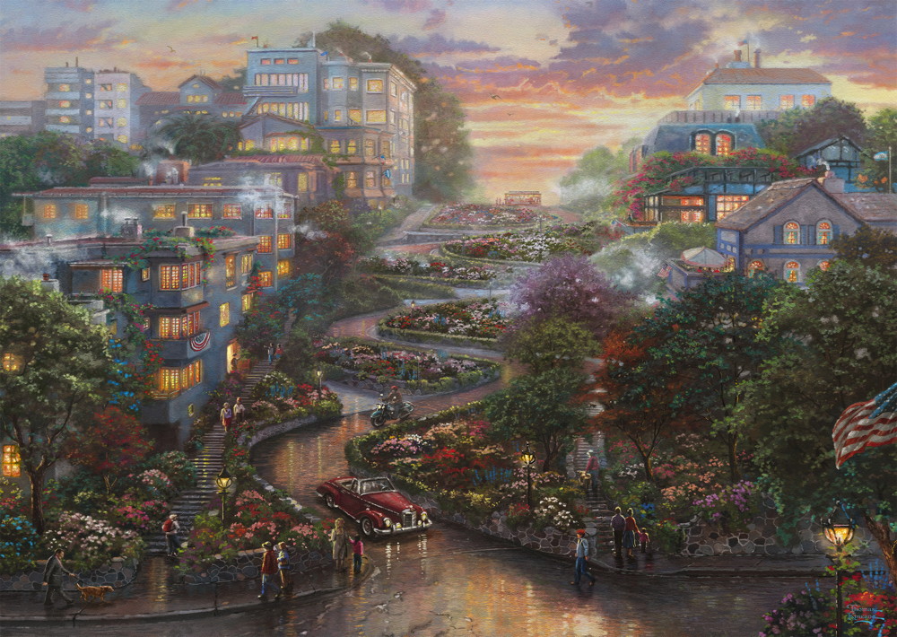 Thomas Kinkade Glow in the Dark lamplight Village 1000 Piece Jigsaw Puzzle - Sealed