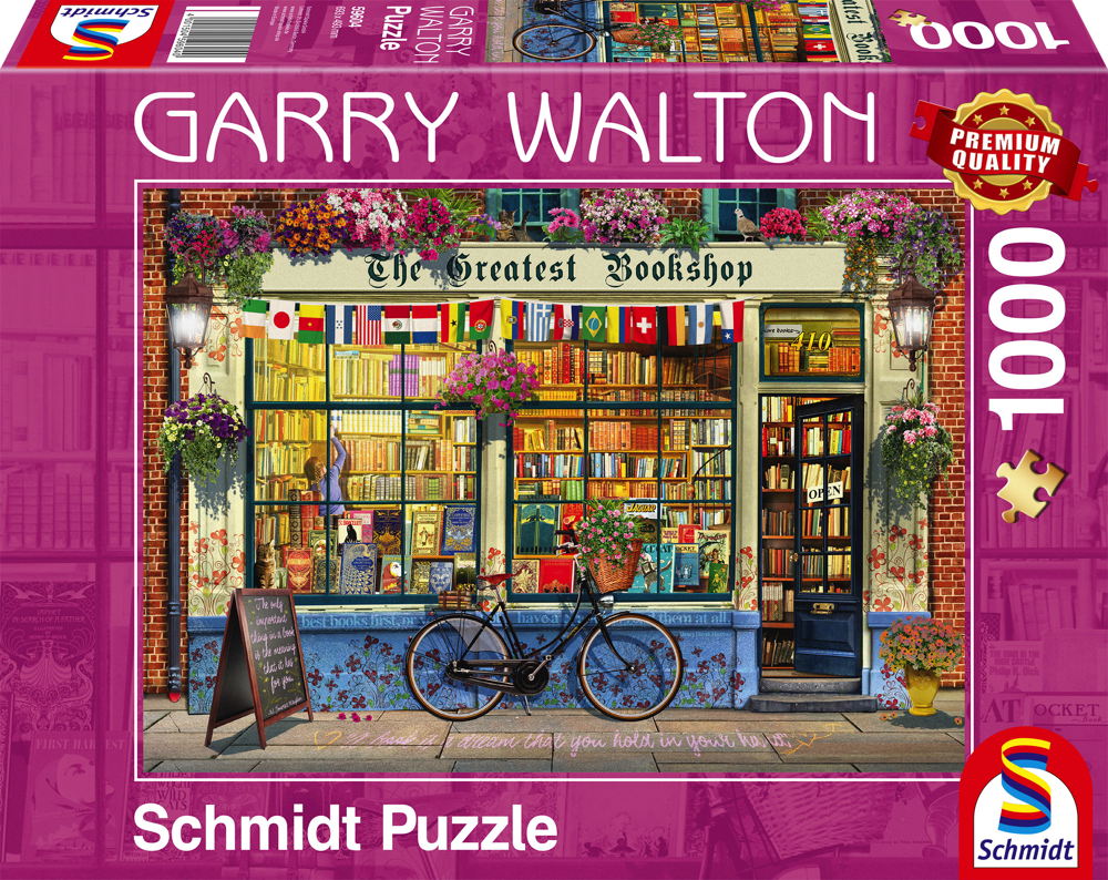 Schmidt Spiele Puzzle 1000 Pezzi Garry Walton Libreria - Qualità Premium, 69,3x49,3cm, Multicolore - 2