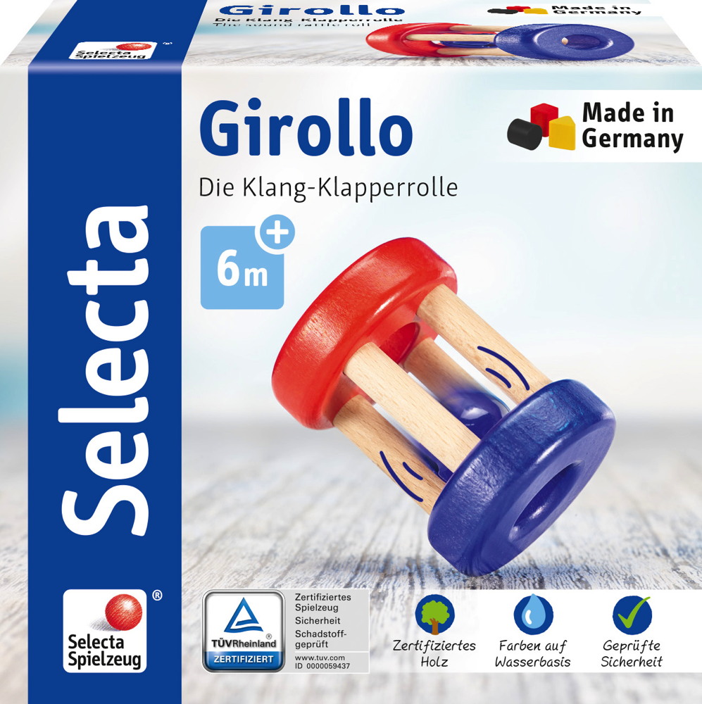 Selecta Babywelt Holz Greifling Girollo Klang-Klapperrolle 61032