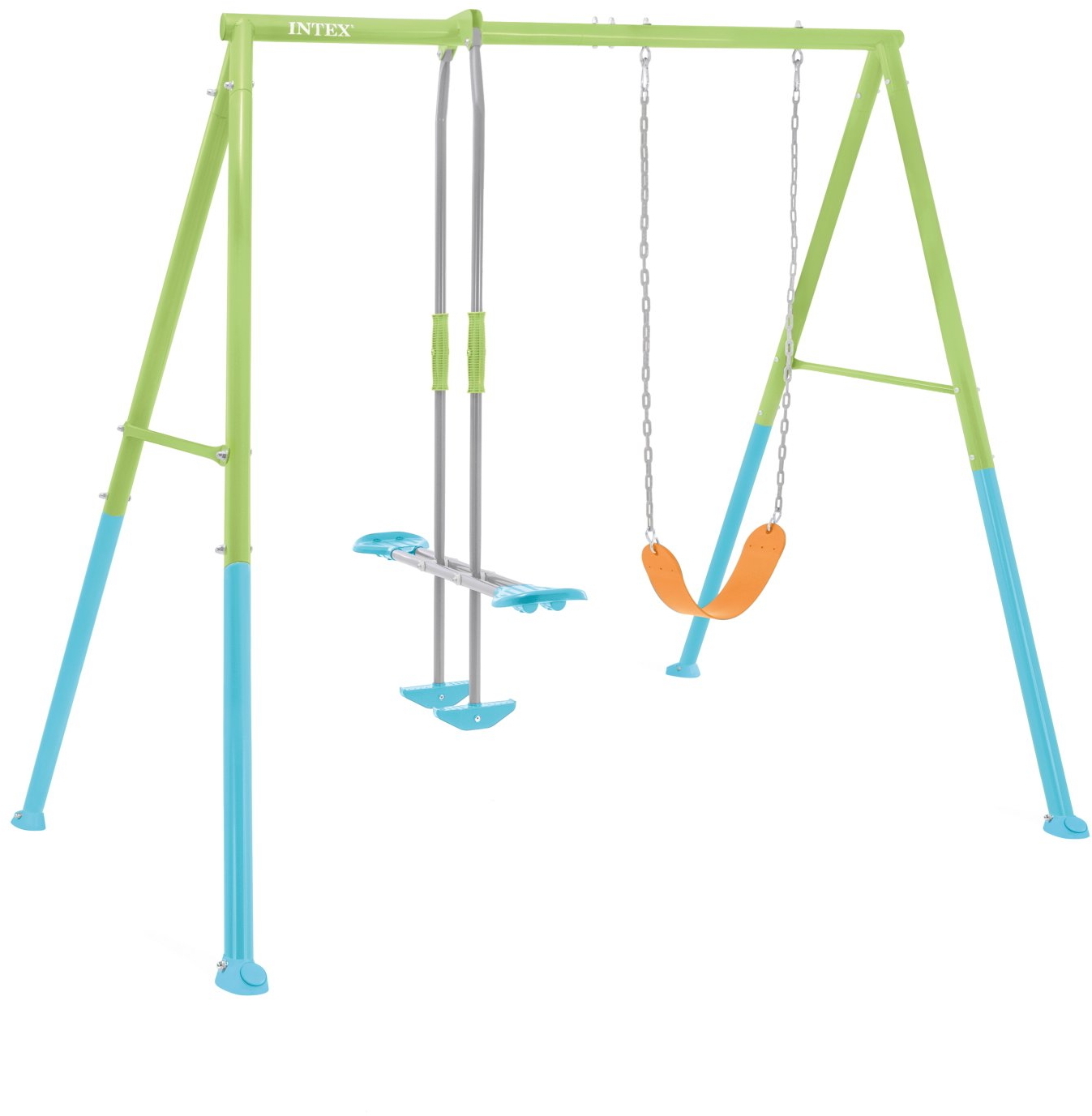 Intex Outdoor Garten Schaukelset 2er mit Schaukel und Gleitschaukel blau/gr�n 44120