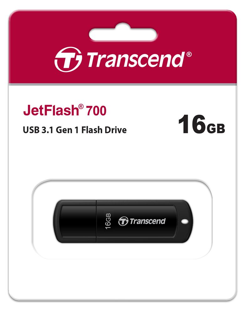 Transcend USB Stick 16GB Speicherstick JetFlash 700 schwarz USB 3.0