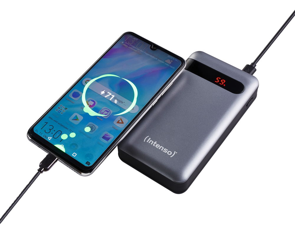 Intenso Hc 20000 Powerbank 20000 Mah Schwarz Intenso Powerbank mobile Ladestation PD 20000 mAh Typ C 2x USB OUT schwarz