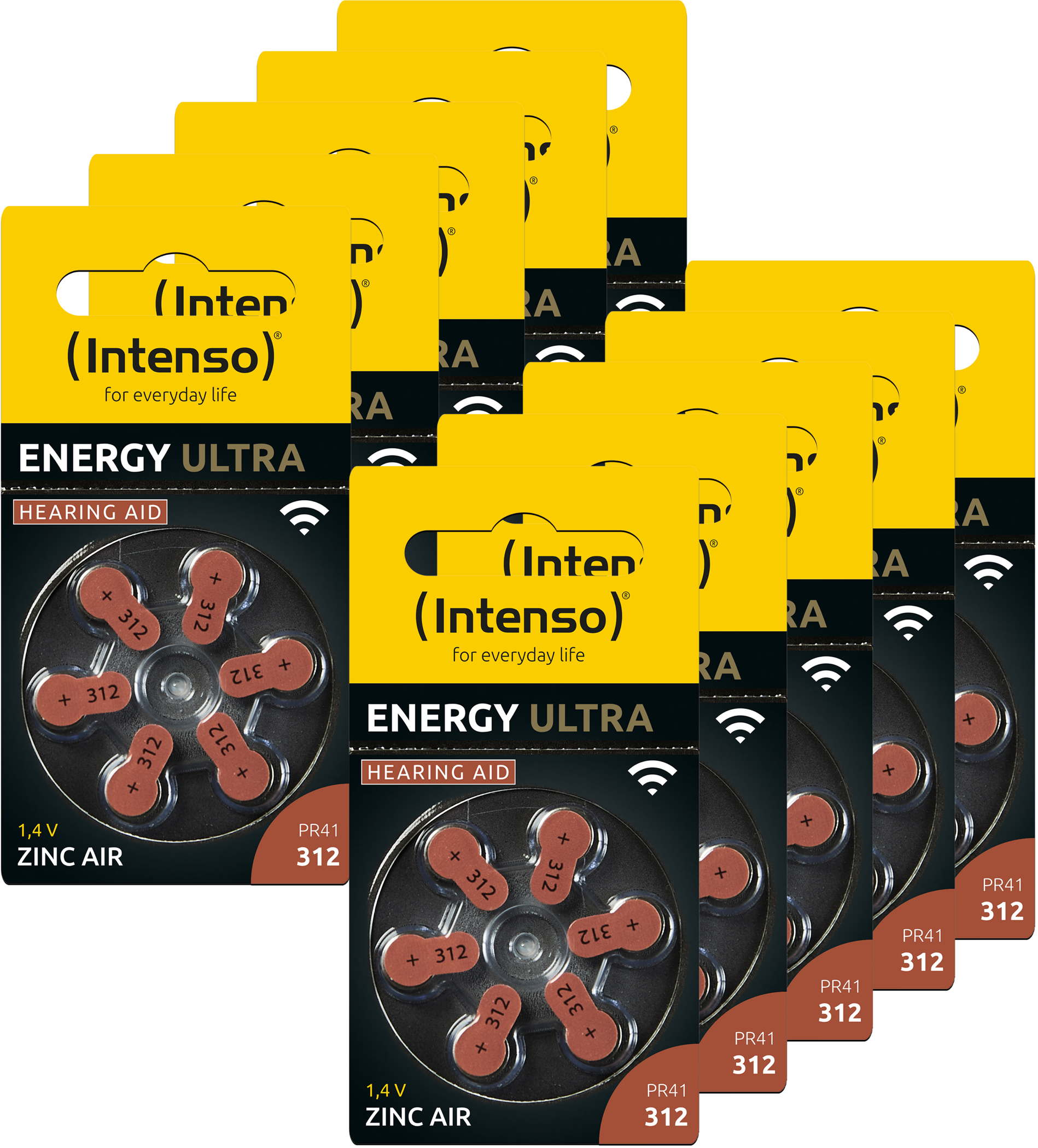 60 Intenso Energy Ultra Hearing Aid Typ 312 Zink-Luft Hörgerätebatterien im 6er Blister