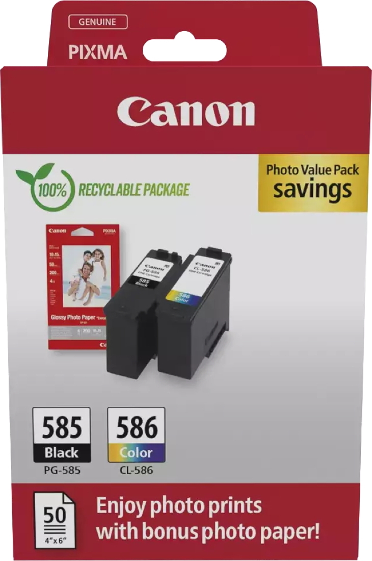2 Canon Druckerpatronen Tinte PG-585 BK / CL-586 tri-color Photo Value Pack inkl. Fotopapier