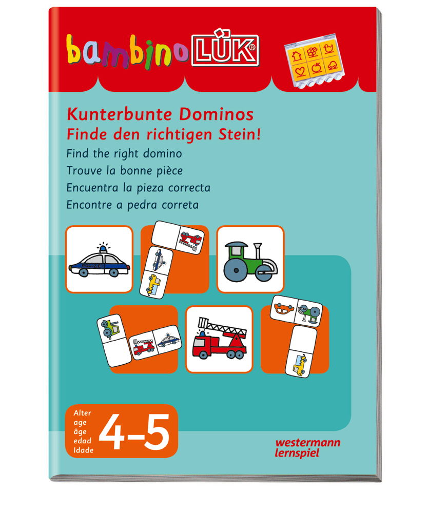 LÜK bambinoLÜK Buch Kunterbunte Dominos Finde den richtigen Stein ab 3 Jahren 7862