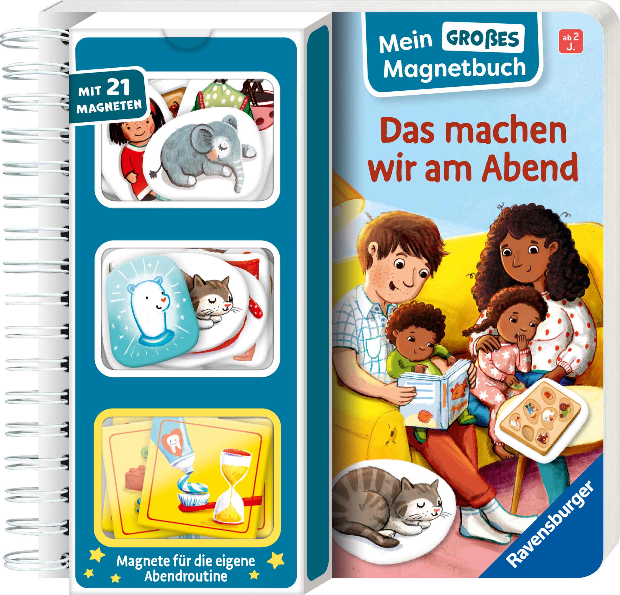 Ravensburger Buch Pappbilderbuch Mitmachen Mein großes Magnetbuch Das machen wir am Abend 42128