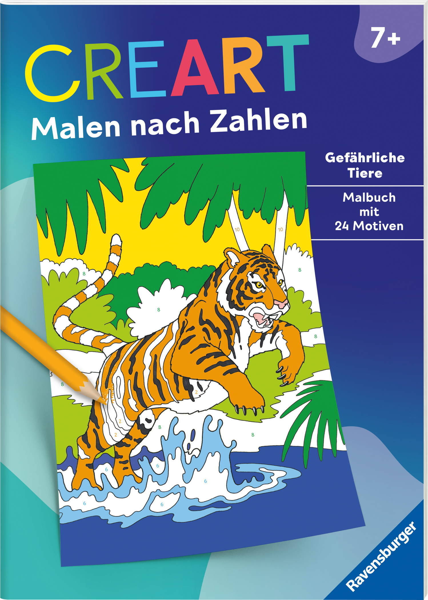 Ravensburger Buch Kreativität CreArt Malen nach Zahlen ab 7 Gefährliche Tiere 48913