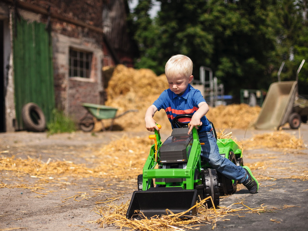 BIG Outdoor Spielzeug Fahrzeug Traktor mit Anhänger Jim Loader