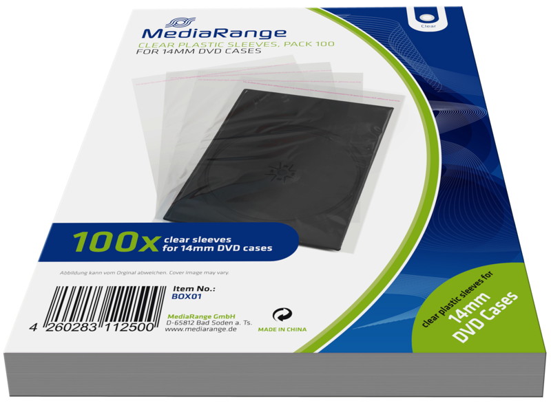 100 Mediarange Taschen f�r 14 mm DVD H�llen transparent