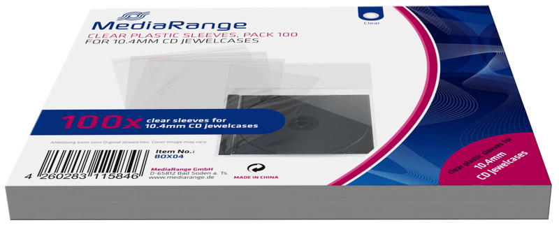 100 Mediarange Taschen für 10 mm Jewelcase transparent