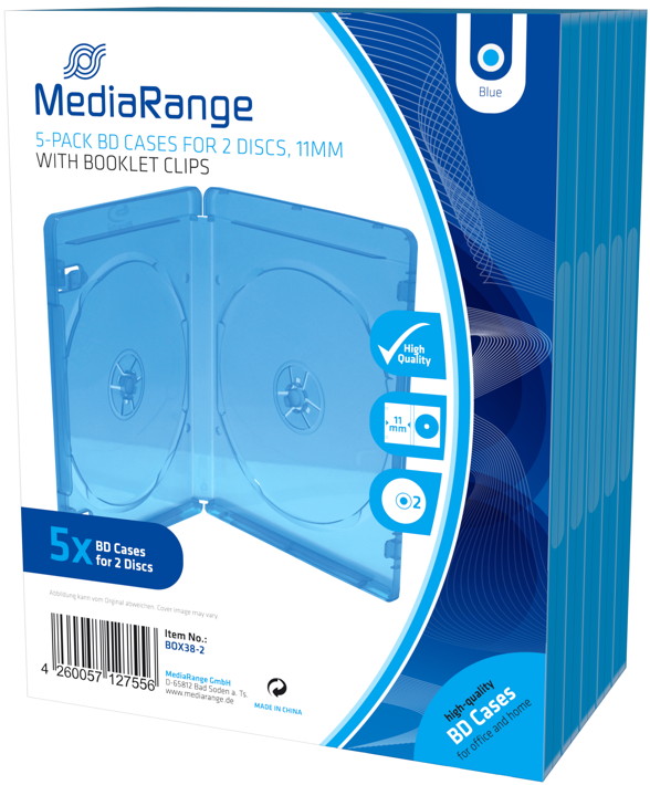 10 Custodie Amaray Blu-ray 15mm Trasparenti Blu: Doppio Foro, Con Clip Per Libretto, Qualità Alta - 4