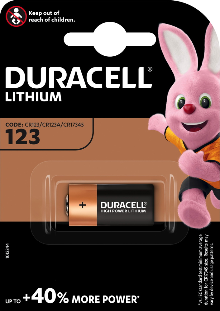 1 Duracell High Power CR123A / DL123A / CR123 Lithium Batterie Blister