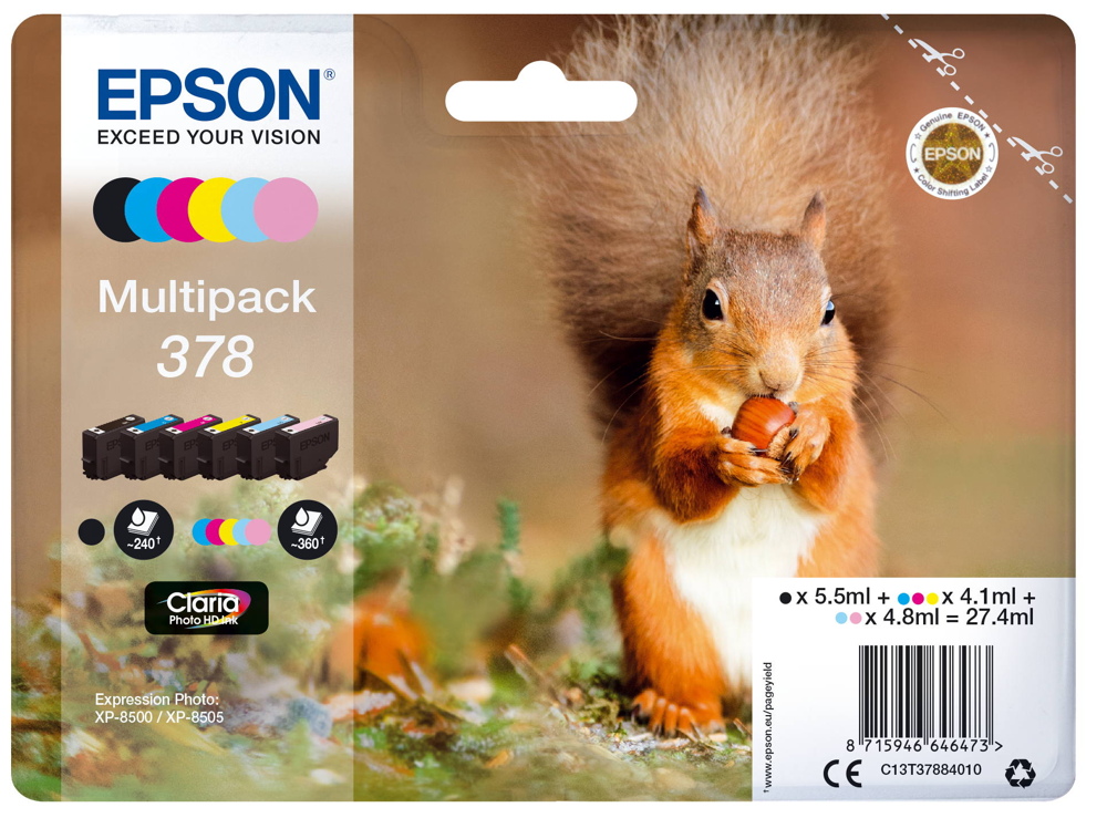 6 Epson Druckerpatronen Tinte 378 T3788 BK / C / M / Y / LC / LM Multipack