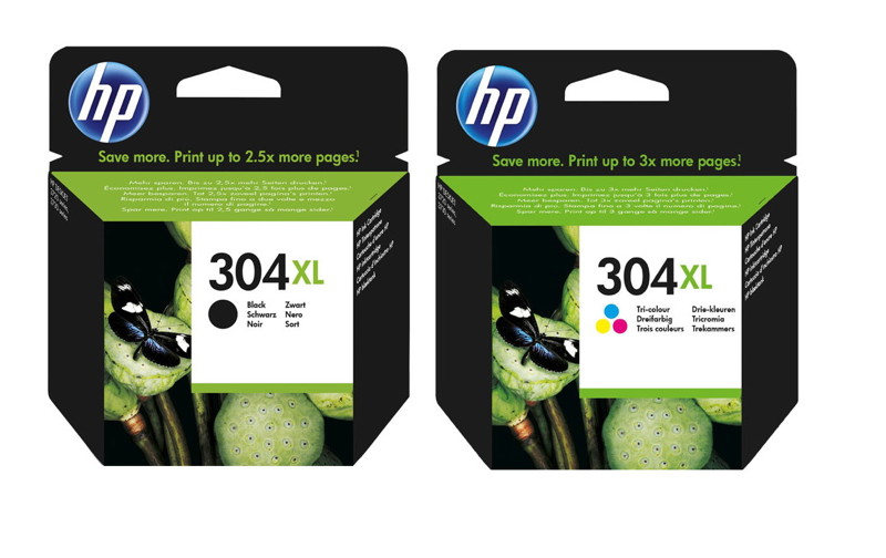 2 HP Druckerpatronen Tinte Nr. 304 XL BK / tri-color Multipack