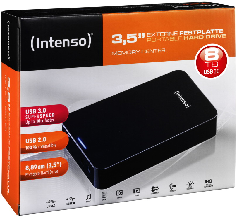 Intenso HDD externe Festplatte Memory Center 3,5 Zoll 8TB USB 3.0 schwarz