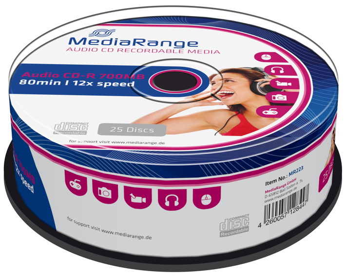 25 Mediarange Rohlinge CD-R Audio 80 Minuten Musik Spindel