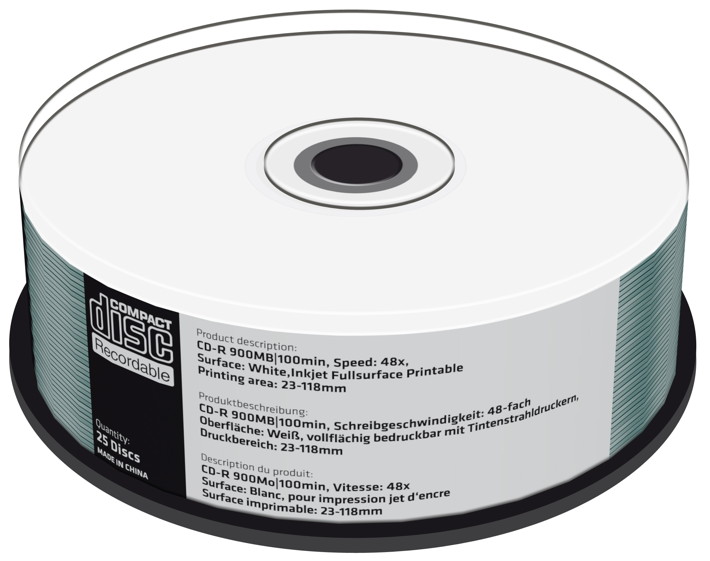 100 Mediarange Rohlinge CDR full printable 100Min 900MB 48x Spindel
