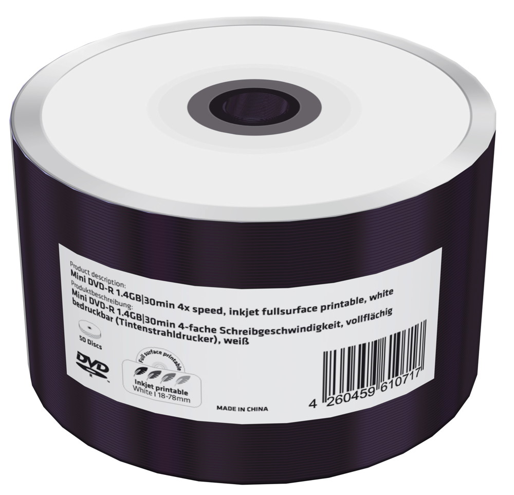 50 Mediarange Rohlinge DVD-R Mini full printable 30Min 1,4GB 4x Shrink